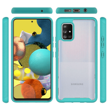 For Samsung A51 5G Durable Sturdy Shockproof Heavy Duty Bumper Case CLEAR/TEAL - £6.21 GBP
