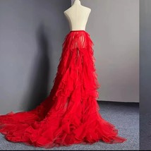RED Detachable Tulle Maxi Skirt Plus Size Bridal Long Tiered Wrap Tutu Skirt image 1