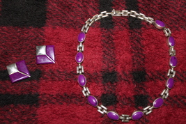 Taxco-Mexico Sugilite Sterling Necklace 15&quot; and Sugilite Sterling Earrin... - $800.00