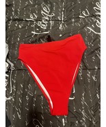 Pretty little thing red high waisted bikini bottom sz 2 - £7.44 GBP