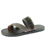 Alex D &quot;Destin&quot; Men&#39;s Leather/Textile Slide Thong Sandals, Italy, Brown/... - £47.01 GBP