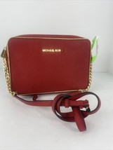 Michael Kors Crossbody Bag Jet Set East West Chain Red Nylon  Leather Zip  B2N - £75.40 GBP