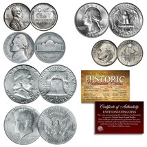 Original Vintage US Silver 6-Coin Set of Historic Circulating Coins WARTIME - £47.79 GBP