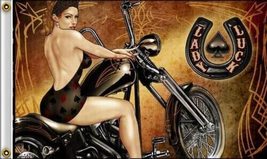 Lady Luck Motorcycle Sexy Lady Flag Biker Flag Polyester 3x5 Feet 100D Jc - £7.09 GBP