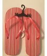 flip flops Size 9 10 L shoes thongs Juncture sandals stripes pink new - £6.04 GBP
