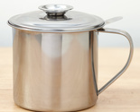 NEW Oil Strainer Pot Storage Container w/ lid 5.25 inches tall stainless... - £9.04 GBP