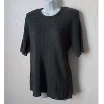 Vintage Edgardi Gray Cable Knit Blouse Women size M/L Short Sleeves 100%... - $9.90