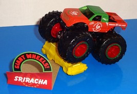 Hot Wheels 1 Loose Monster Truck Sriracha Orange &amp; Green w/ Crushable Car - £3.92 GBP