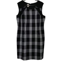 Anne Klein sz 16 Black White Plaid A-Line DRESS Sleeveless Buffalo - £20.57 GBP