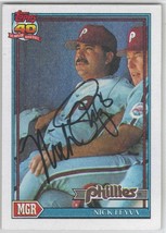 Nick Leyva Auto - Signed Autograph 1991 Topps #141 - MLB Philadelphia Phillies - - £1.56 GBP