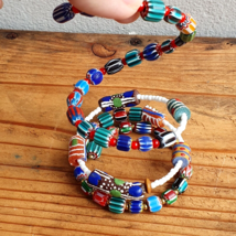 Bracciale Vintage Chevron Veneziano Antico Cuore Bianco Vetro Perline Mu... - $784.39 MXN