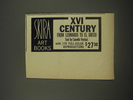 1956 Skira Art Books Advertisement -  XVI Century from Leonardo to El Greco - £14.28 GBP