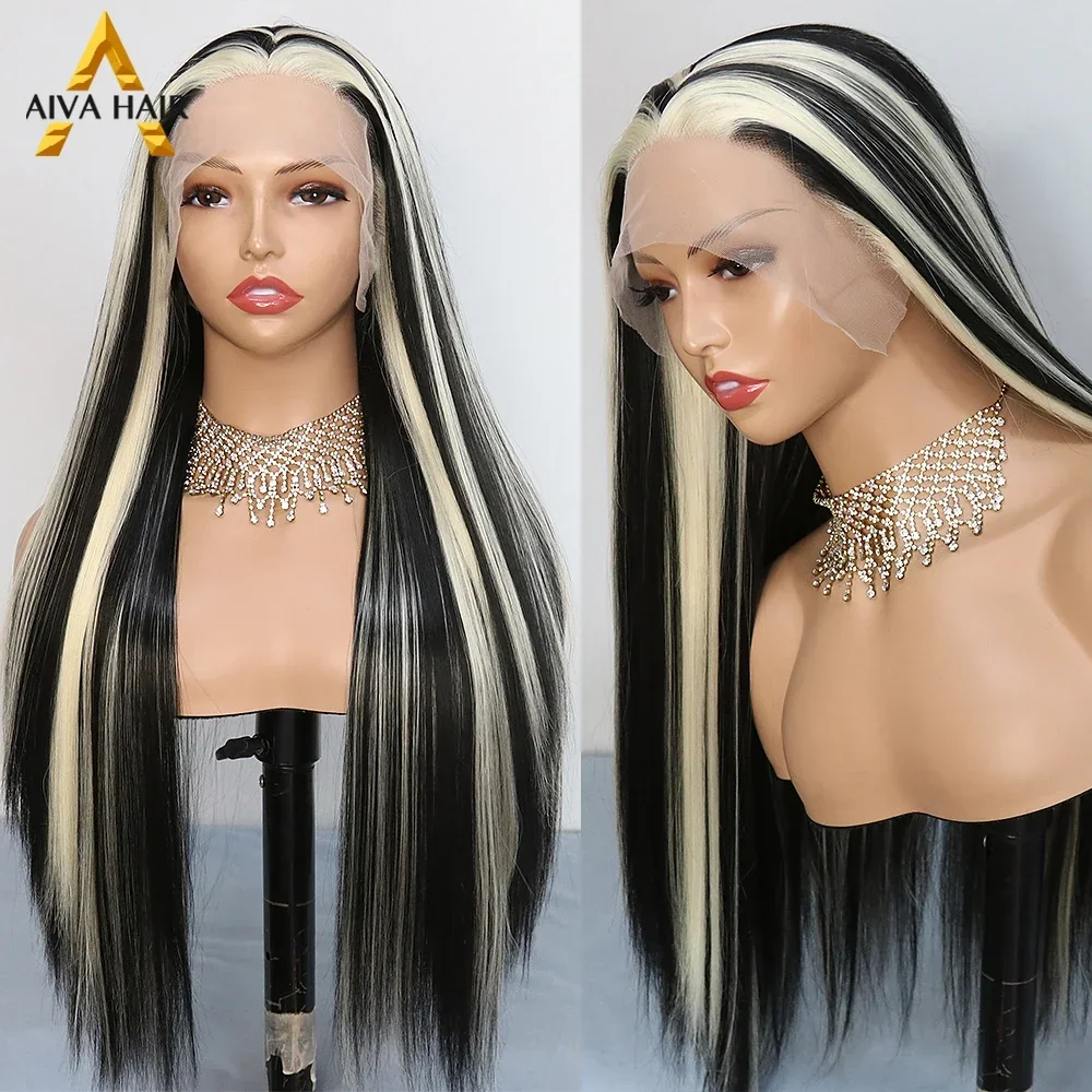 Blonde Black Color Synthetic 13X4 Lace Front Straight Heat Resistant Wig Dr - £63.97 GBP+
