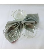 Dessert Bowls Glass Fruit Design on Bottom Bubble Handles Set of 4 - €40,18 EUR