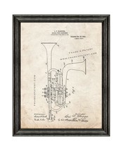 Musical Wind Instrument Patent Print Old Look with Black Wood Frame - $24.95+