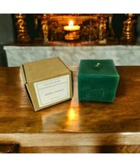 Pottery Barn Aroma Candle Pine Scented Square Dark Green Block Box Chris... - $532.75 MXN