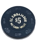 Vintage Casino Chip $5 El Embajador Santo Domingo DR Blue Poker Chip NCV - $168.66 MXN