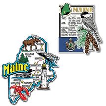 Maine Jumbo Map &amp; State Montage Magnet Set by Classic Magnets, 2-Piece S... - £10.90 GBP