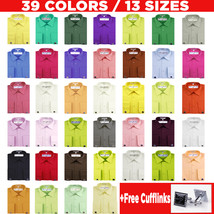 Roman Giardino Men&#39;s Dress Shirt French Convertible Cuff Solid 39 colors 13 Size - $19.99