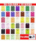 Roman Giardino Men&#39;s Dress Shirt French Convertible Cuff Solid 39 colors... - £15.59 GBP