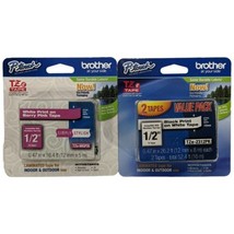 Brother Genuine P-touch TZE Black on White Print Berry Pink Tape 3 12mm 1/2&quot; - £25.56 GBP