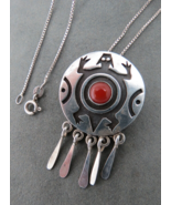Taxco Mexico Sterling Silver Pendant Necklace Brooch Carnelian Southwest... - $1,674.69 MXN