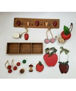 Apple Wooden Lot Home Classroom Decoration Country lot of 13 - £19.65 GBP
