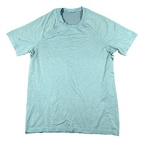 Lululemon Mens Medium Blue Metal Vent Tech Short Sleeve Shirt Original Slim Fit - £17.36 GBP