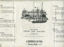 Empress Hotel Placemat Victoria BC Canada Canadian Pacific  - £23.27 GBP