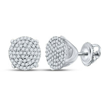 10kt White Gold Womens Round Diamond Cluster Earrings 1/3 Cttw - £274.79 GBP