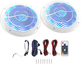 Rmc65Lw 6.5&quot; 600W 2-Way White Marine Speakers with Multi Color LED + Remote - €101,56 EUR