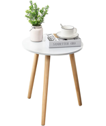 White Round Bedside Table, End Table for Bedroom, Living Room, Small Spaces - $52.33