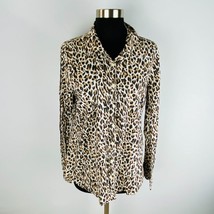 J Crew Long Sleeve Collared Animal Print Button Down Shirt Women&#39;s Large L - £15.89 GBP