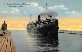 Steamer Puritan in Channel Macatawa Michigan 1910c postcard - £5.41 GBP