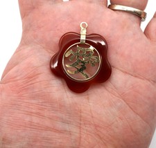Carnelian Agate Pendant with Gold Plated Ài - Chinese Character for Love - £20.95 GBP