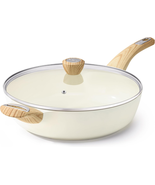13.3" Ceramic Nonstick Deep Saute Pan w/Lid 6Qt Induction Frying Pan Ski... - $67.68