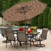 10 ft Patio Backyard Umbrella Solar Power LED Lighting Crank Lift Adjustable New - £103.58 GBP