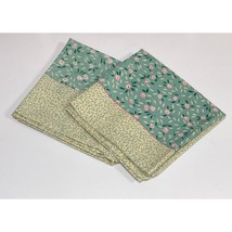 2 Vintage Pacific King Size Pillowcases Sea Green Pink Floral - £7.84 GBP
