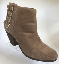 SAM EDELMAN Lucca Buckle Detail Suede Ankle Boots, Taupe (Size 10.5 M) - £15.94 GBP