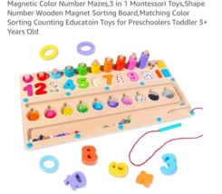 Magnetic Color and Number Maze with Magnetic Pen Wooden Magnetic Countin... - $26.61