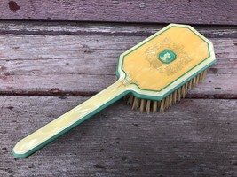 Vintage Art Deco Dupont Lucite Vanity Hand Brush w Cameo Woman Green / Y... - $19.75
