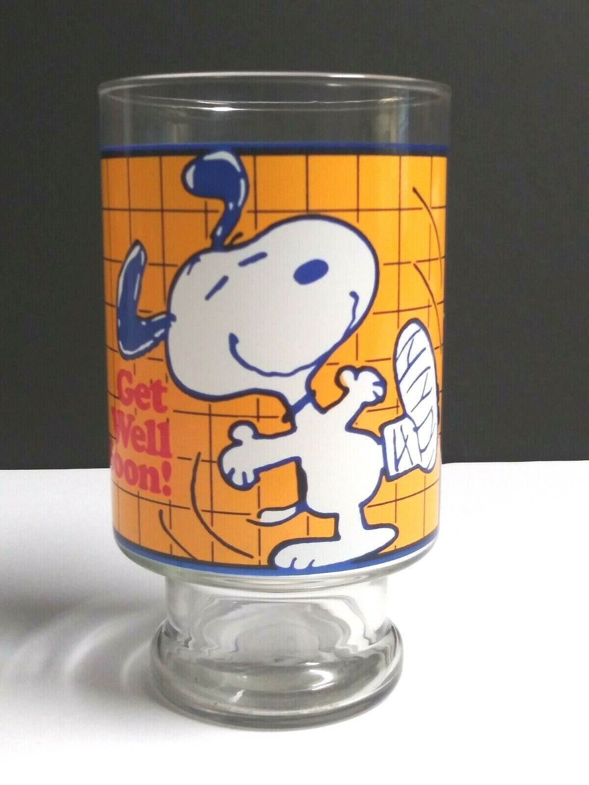 1958 United Feature Syndicate Schultz Peanuts Snoopy Get Well Soon Glass 6.5"h - $14.99
