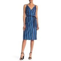 Robert Rodriguez Blue Striped Surplice V Neck Dress Sz M Nwt $495 - $158.40