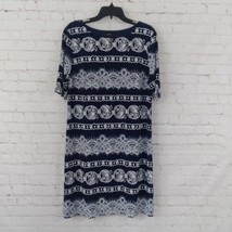 R&amp;K Dress Womens 14 Blue Puff Print Short Sleeve Boatneck Mini Boho Pullover - £19.65 GBP