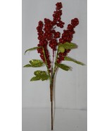 Unbranded Red Glittery Holly berries Green Glittery Leaves Decoration - £8.78 GBP