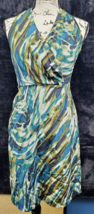 Ann Taylor Wrap Dress Womens Size 2 Multicolor Sleeveless Halter Neck Drawstring - £19.64 GBP