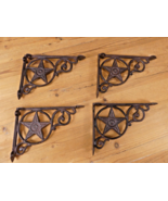 4 Cast Iron Star Brackets Garden Braces Shelf Bracket RUSTIC Corbels Mantle - $44.99