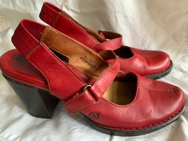 Born Mandrill red Leather Slingback Heeled Mules Size 8 39 - $39.59