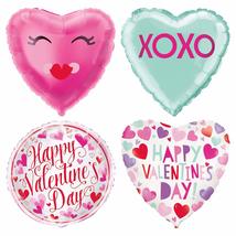 Valentine&#39;s Day Party Balloon Bouquet, Set of 4 Assorted 18&quot; Foil Balloons - £7.70 GBP