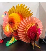 Lot Of 2 Vintage Thanksgiving Turkey Harvest Table Decor Tissue Honeycom... - $18.95